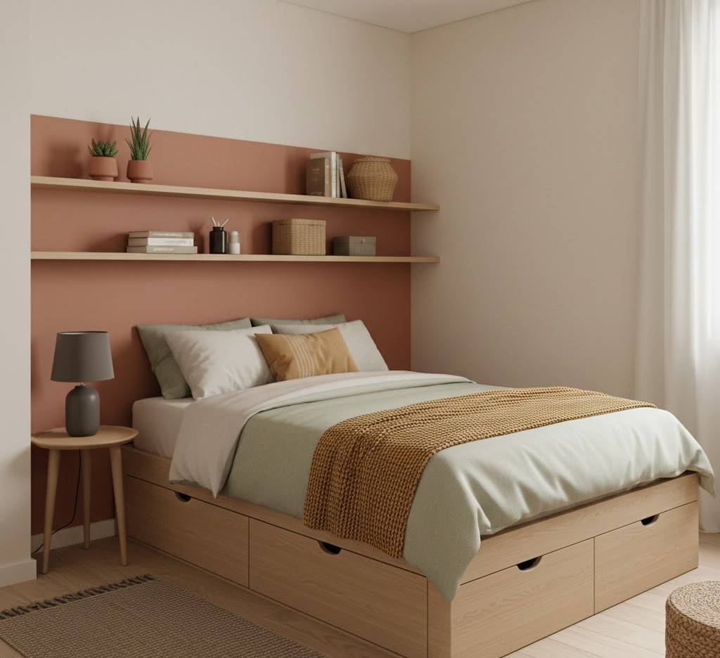 Slaapkamer met geïntegreerde opslag